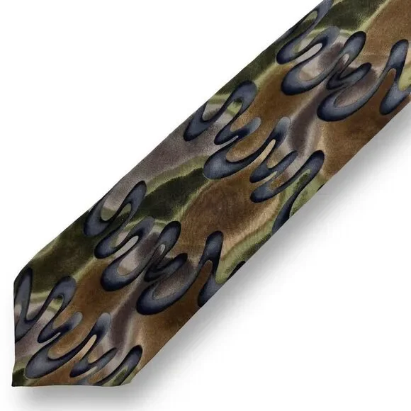 Ripple Fourth Set Grateful Dead Silk Neck Tie‎ Brown Green Psychadelic Abstract