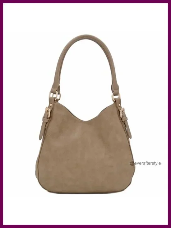 Lightweight 3 Compartment Faux Leather Medium Hobo Bag
