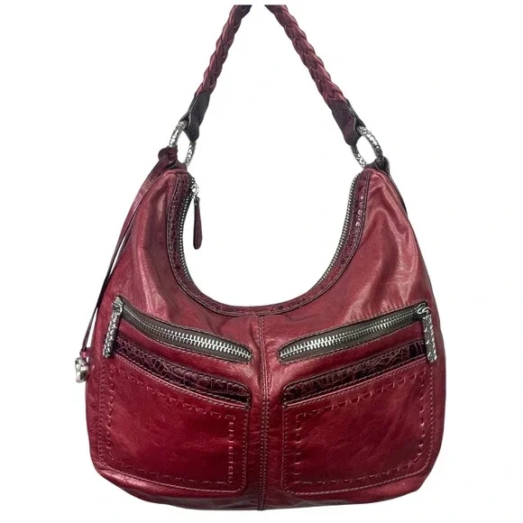 VTG Brighton Florencia Valencia Hobo Burgundy Shoulder Bag, Expandable,‎ leather