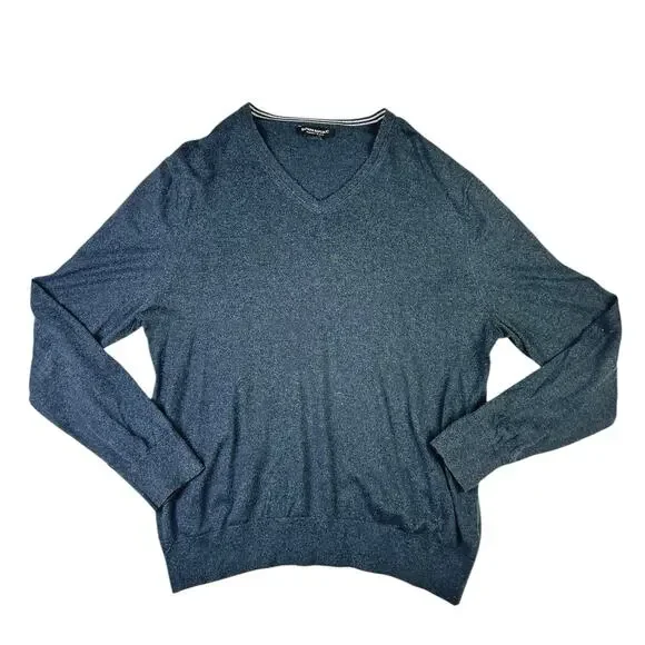 Banana Republic Men's Blue Silk Cashmere Knit Long Sleeve Pullover Sweater Top L
