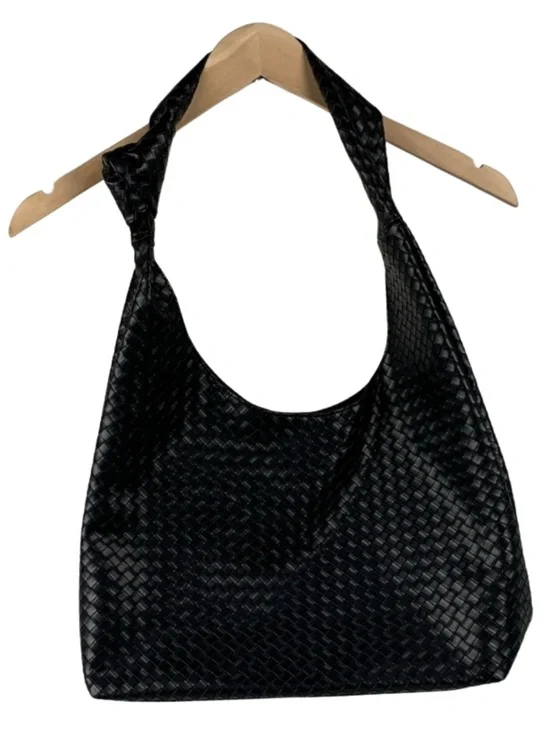 Ulta Midnight Woven Faux Leather Hobo Shoulder Bag Bohemian Minimalist