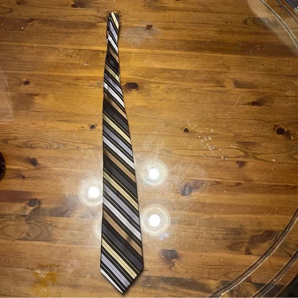 MEN’S 100% Silk NICOLE MILLER‎ tie METALLIC stripes
