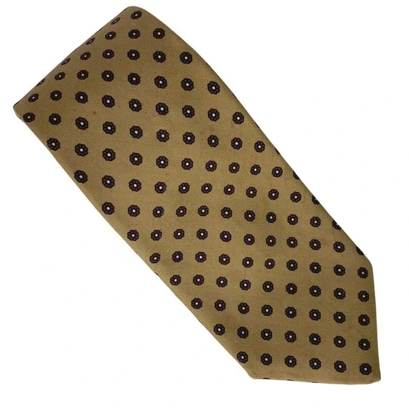 REDMOND & ROSS Silk Tie Mens Tan Brown Floral Dot Classic Dress 3x59‎ Foulard