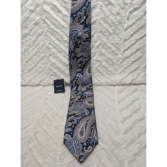 BREUER Current  BLue Paisley Silk Tie Hand Made In Italy brand new NWT‎