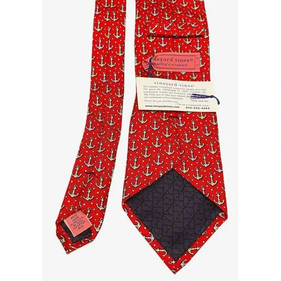 Vineyard Vines‎ Men's Tie Anchor Nautical Preppy Resort Necktie Red Blue Green
