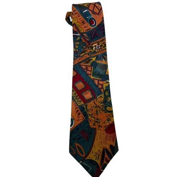 Oscar de la Renta Studio Men's Geometric Abstract Pattern Silk Blend‎ Necktie