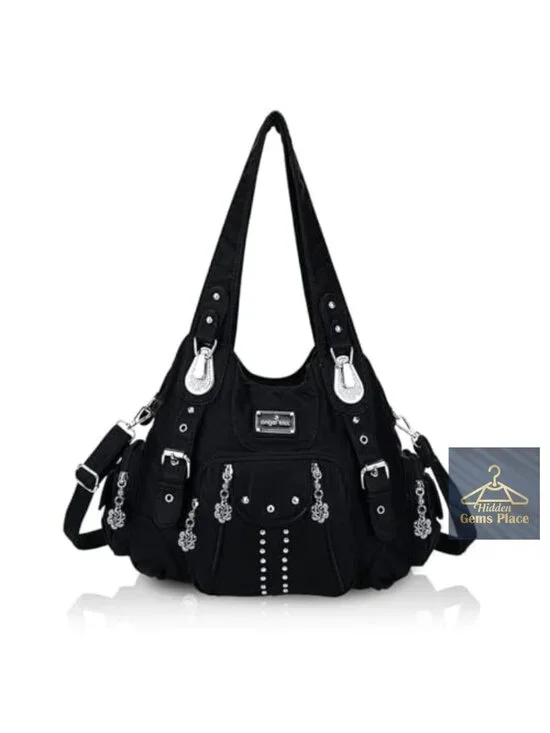 Soft PU Leather Large Hobo Shoulder Bag with Multiple Pockets