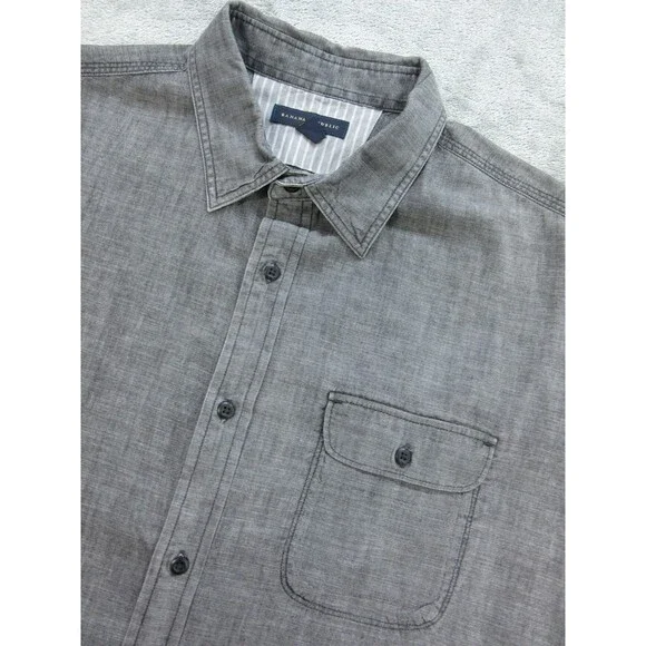 Banana Republic Shirt Mens XL 17-17.5 Gray Buttoned Down Long Sleeve w/Pocket