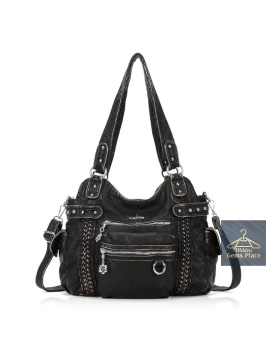 Soft PU Leather Hobo Handbag with Adjustable Strap, Shoulder Bag