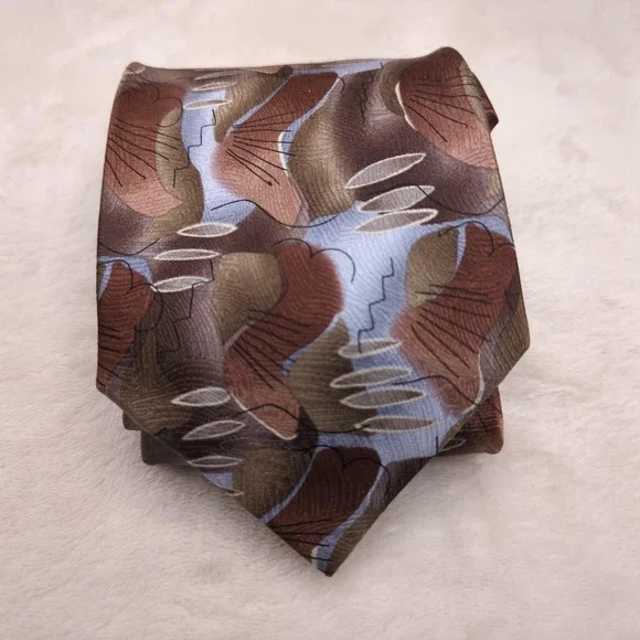 VINTAGE J Garcia Tie Mens‎ Brown Silk Duckworm Alarm Collection Limited Edition
