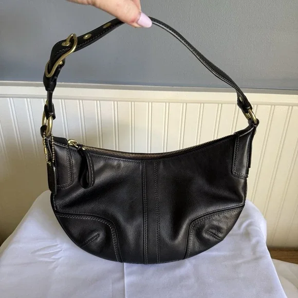 Coach 11372 Black Leather Ergo Hobo Crescent Shoulder Bag Purse Handbag Y2K 2007