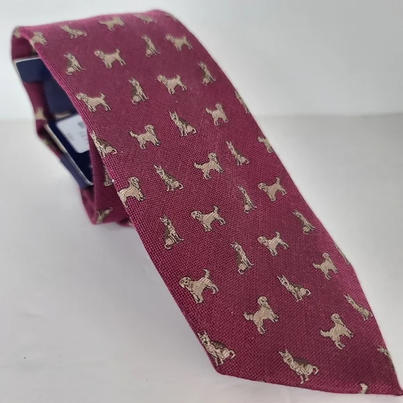 Stafford Red with Dogs Mens Neck Tie. New With Tags.