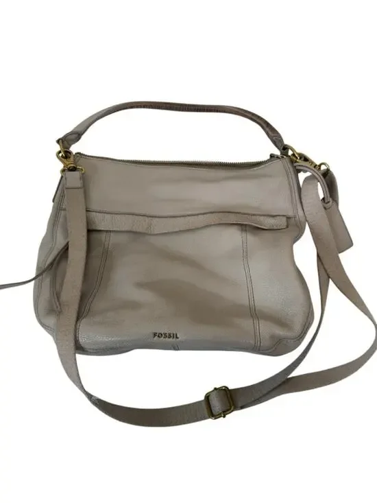 Fossil Grey Pebbled Leather Hobo Handbag Womens Purse Bag Fall Damaged