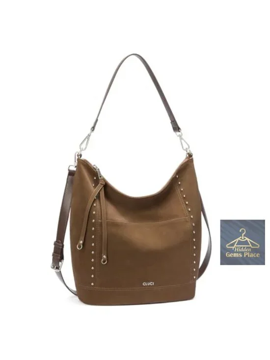 Large Hobo Crossbody Bag with Fringe - Vegan Leather Shoulder Bag
