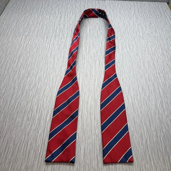 Brooks Brothers Makers Regimental Stripe Silk Self Tie Bow Tie Red Blue