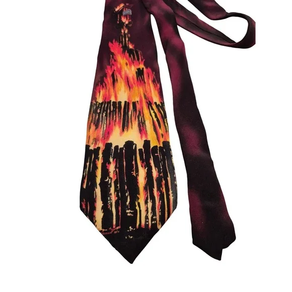 Withington Designs Texas A&M Bonfire Silk‎ Tie Austin 74 Graphic Burgundy Mens
