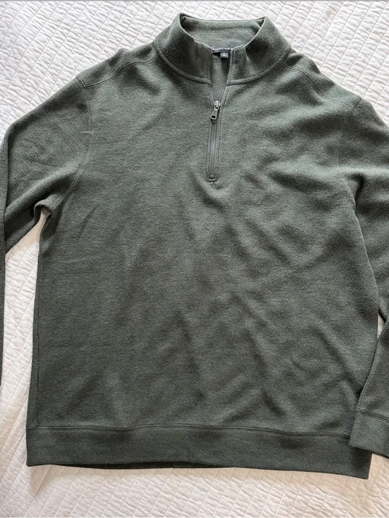 Banana Republic Men's Olive Green Zip-Up Sweater