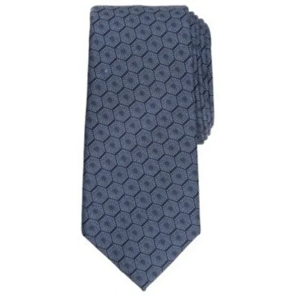 Alfani Mens Tie Light Blue One Size Slim Geometric Necktie Luxury Wedding NWT