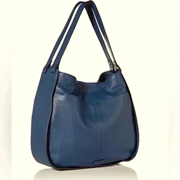 Vince Camuto Deep Blue Pebbled Leather Hobo Bag