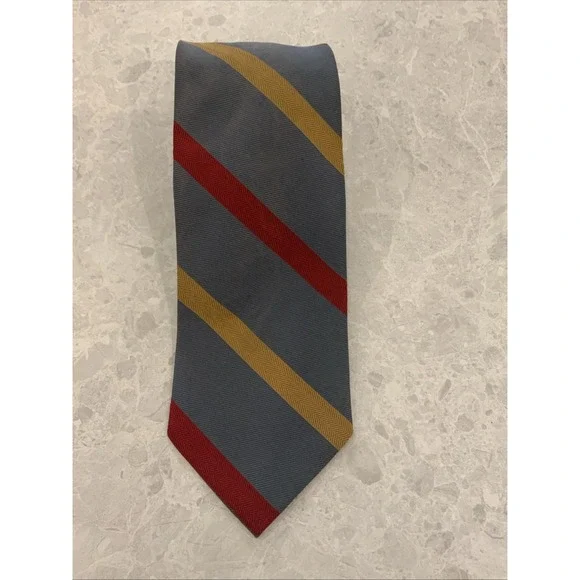 Vintage Ferranti California Givenchy Monsieur Tie RN 15529 Grey Red Gold Stripe