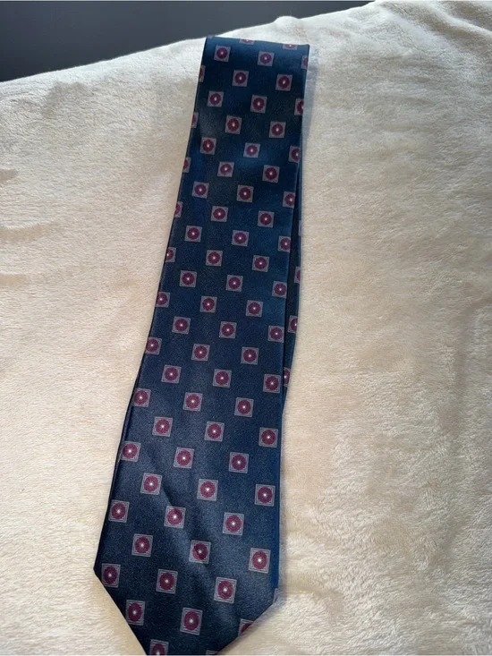 Men's Dark Blue Geometric Pattern Tie