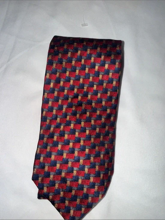 Nordstrom Men's Checked Silk-Feel Tie in Red, Blue & Gold