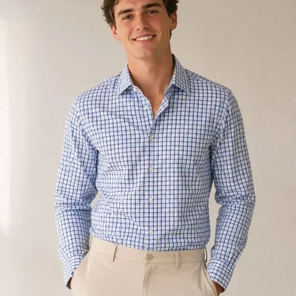 Banana republic blue check non iron