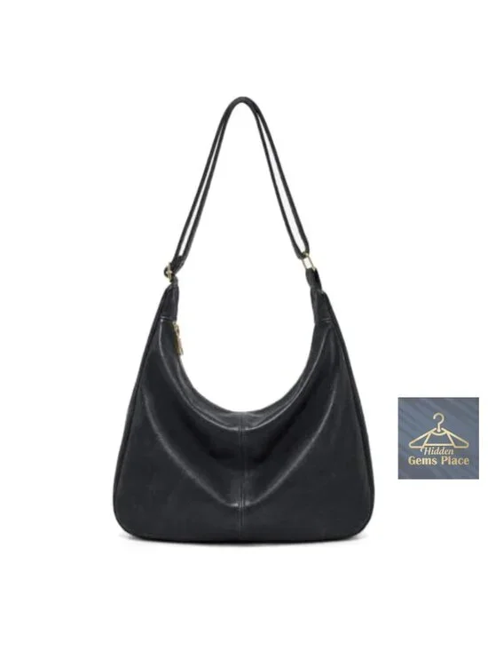 Vegan Leather Hobo Bag Soft Slouchy Shoulder Handbag Zipper Work Tote Travel