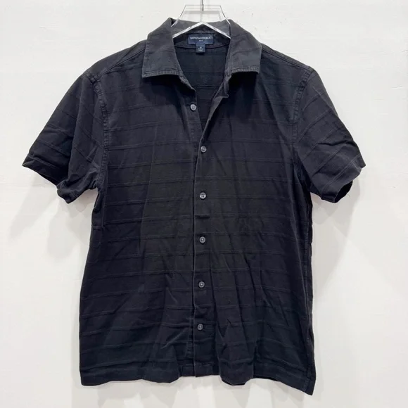 Banana Republic Black Button Down Short Sleeve Polo Shirt Cotton Medium