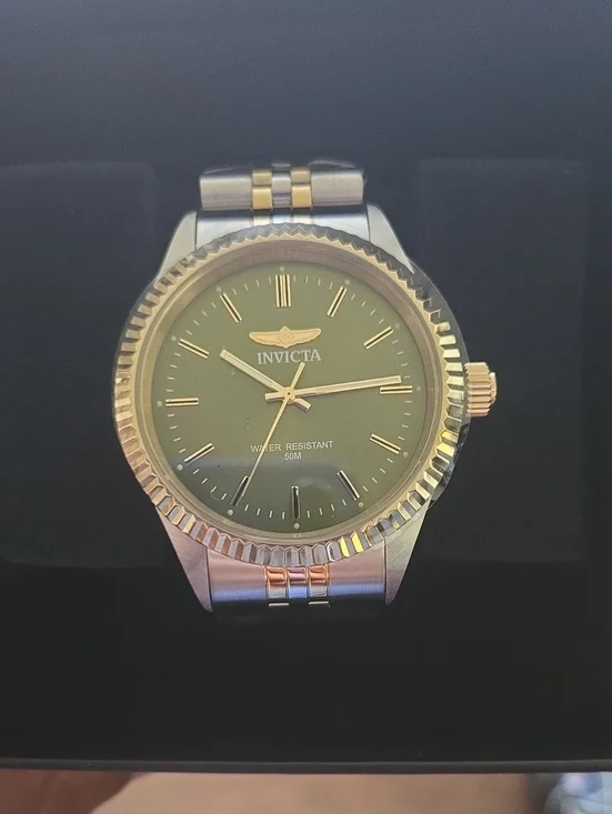 Invicta Gold and Green Two-Tone Stainless Steel Watch