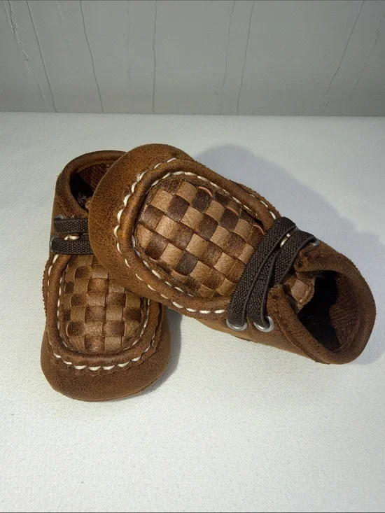 Twister Brown Woven Moccasin Kids Shoes