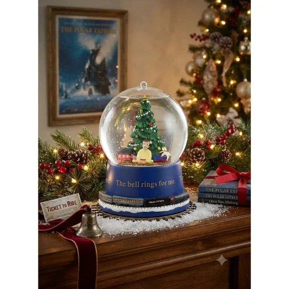 Hallmark The Polar Express Mini Snow Globe The Bell Rings For Me Blue 3.5 inch