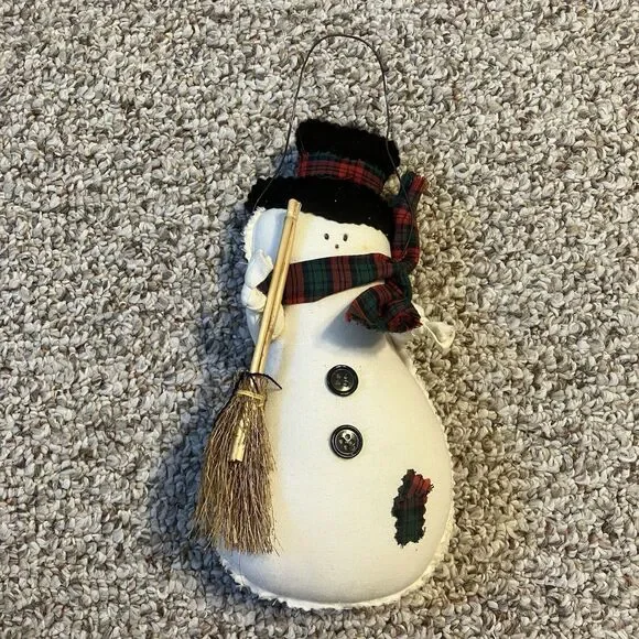 Hanging Handmade Christmas Snowman Holiday Decoration Winter Handmade Cute Broom