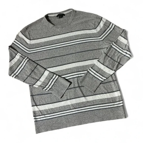 Banana Republic Mens Silk Linen Striped Crewneck Sweater‎ Old Money White L