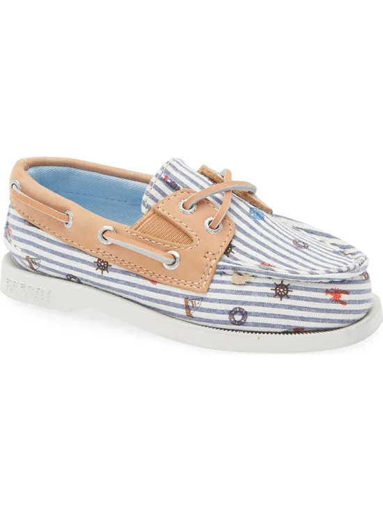 Kids' 2-Eye Nautical Print Boat Shoe Sperry X Nordstrom