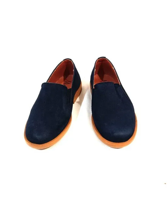 Manelli Girls Shoes Size 7 USA 24 EU New Loafers Slip On Flats Suede Navy Blue