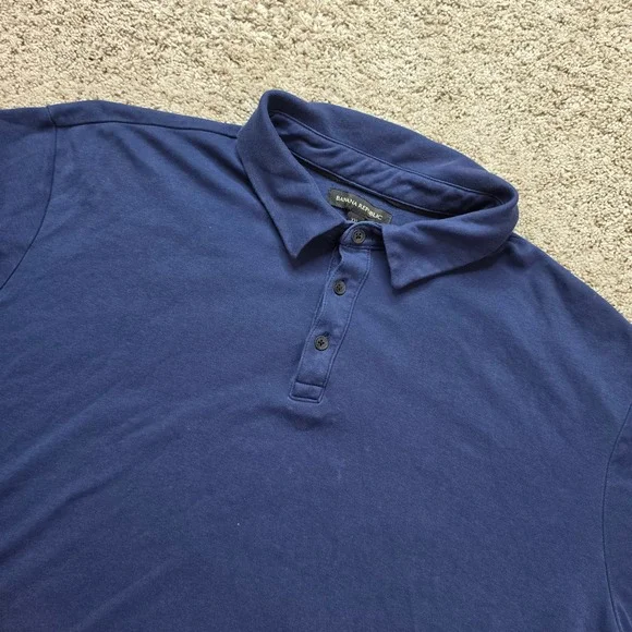 Banana Republic Polo Shirt Mens XXL Navy Blue Short Sleeve Cotton Jersey Adult