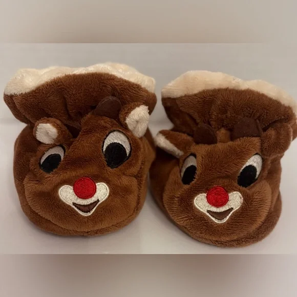 Rudolph The Red Nose Reindeer Infant Baby Unisex Booties Crib Shoes.