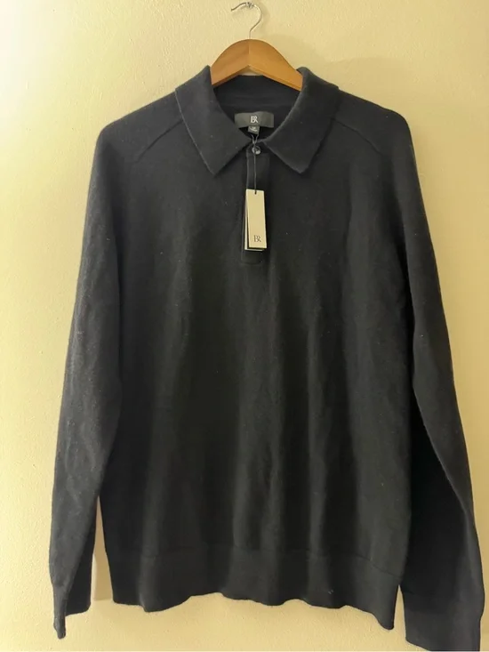 Banana Republic Black Collared Half-Zip Cardigan Sweater