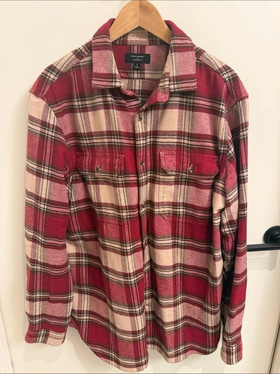 Banana Republic Red & Cream Plaid Button-Up Shirt