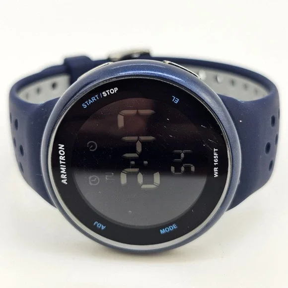 Armitron Digital Men's Watch 43MM Dark Blue Case Dark Blue Gray‎ Plastic Bands