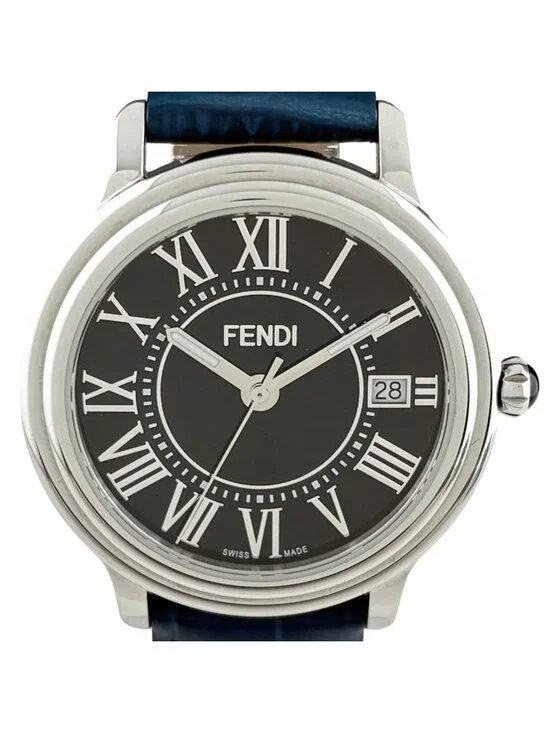 Fendi Wristwatch SS Leather Quartz Navy Watch