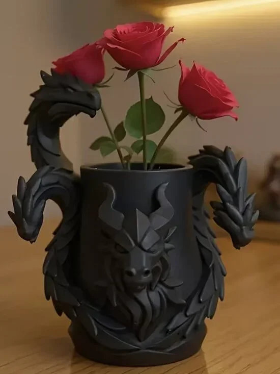 Halloween Gothic 3D Dragon and Bull Vase / Pen Holder for Home Decor