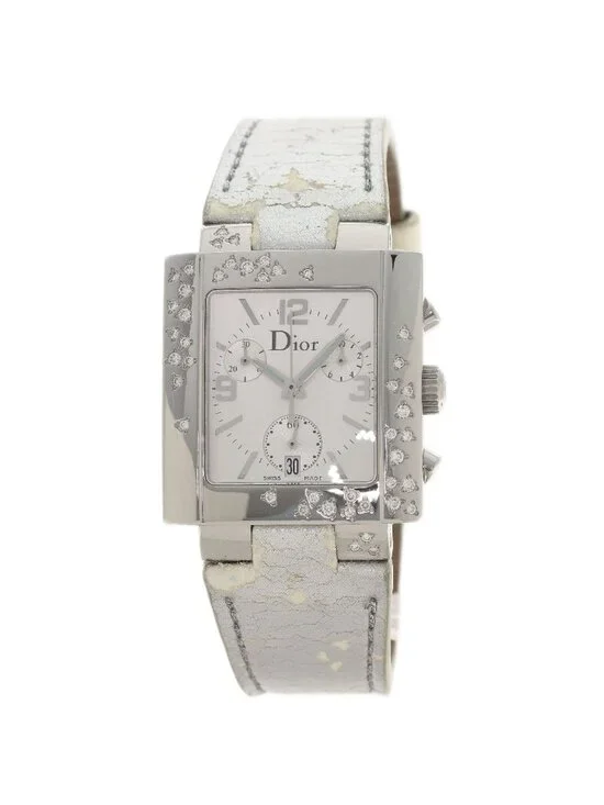 Dior Riverspark Ring Diamond Watch SS Leather