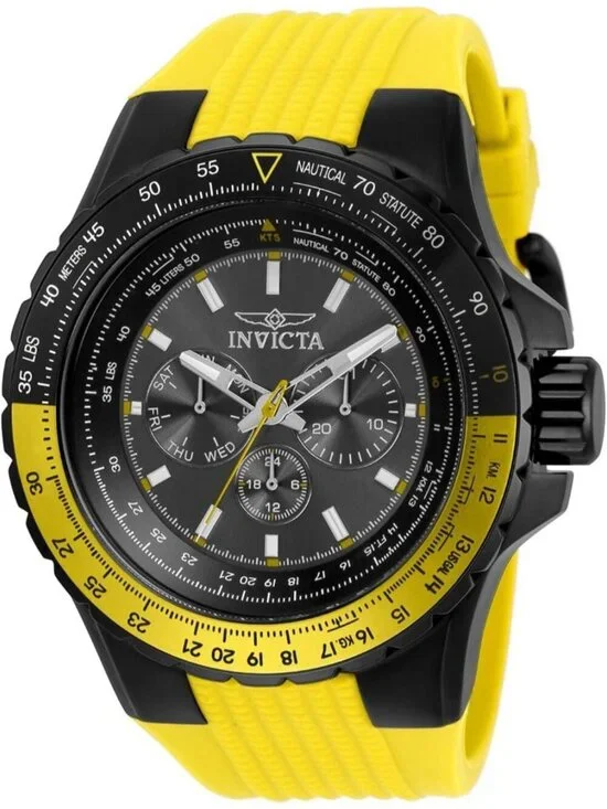 Men's Yellow Rubber Band Aviator Analog Quartz Swimming Luminous Round Watch