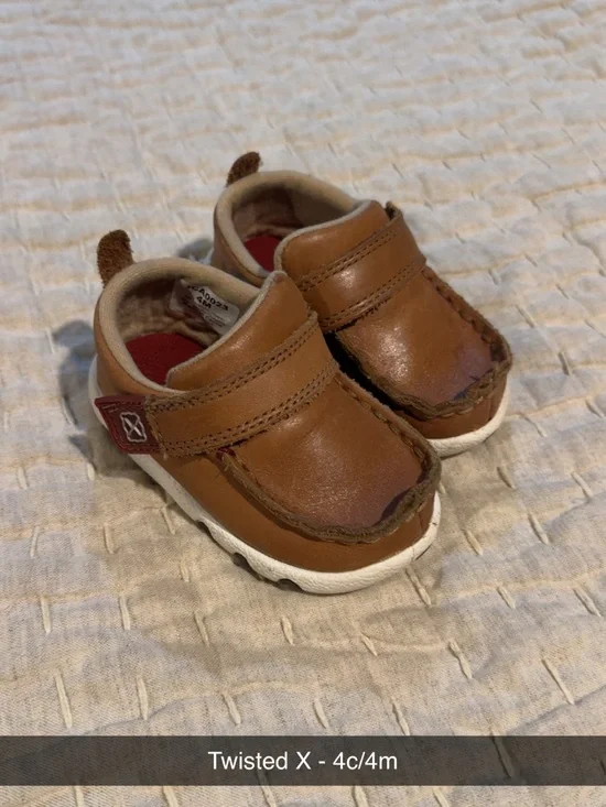 Twisted X Kids Tan Brown Leather Moccasin Slip-Ons