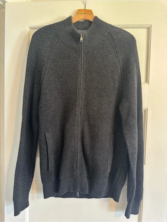 Banana Republic Men's Full-Zip Knit Sweater Jacket - Charcoal