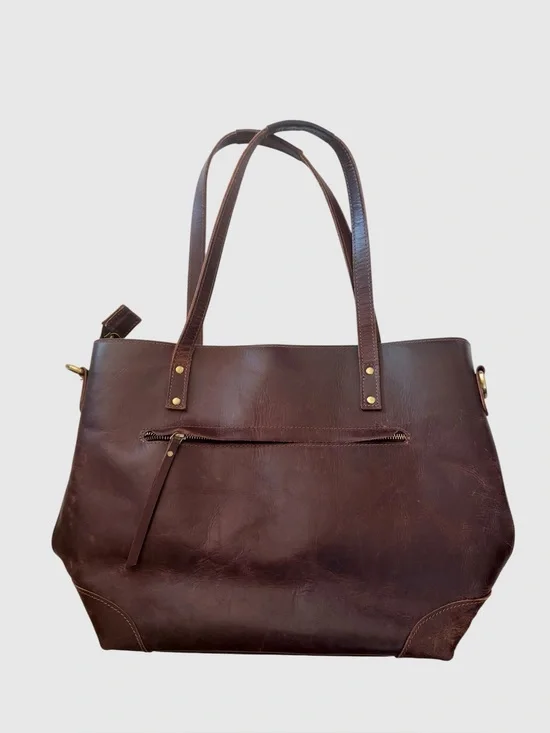 Brown leather messenger bag