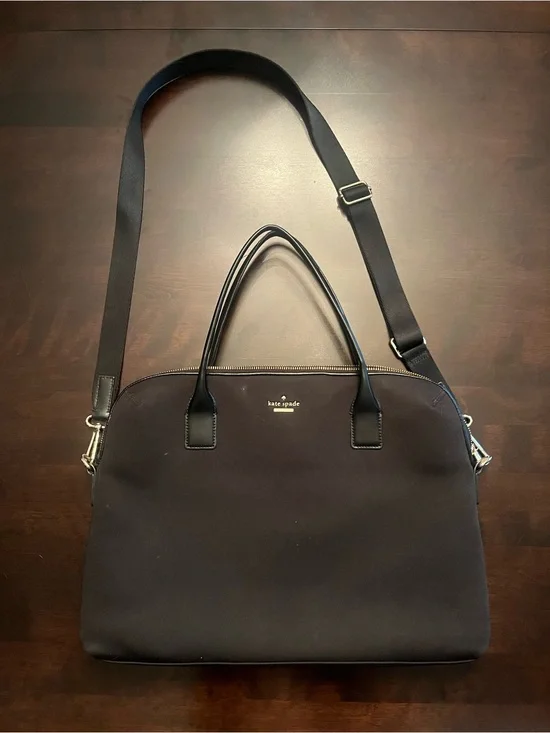 kate spade Black Nylon Laptop Tote with Adjustable Strap