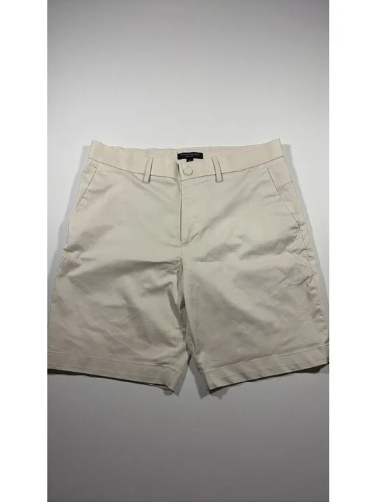 Banana Republic Aiden Mens 32 Beige Cotton Chino Shorts Flat Front